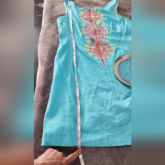 Lilly Pulitzer Women Kolby Cotton Short Sleeve Dress Floral Blue Size 10 - Picture 12 of 14